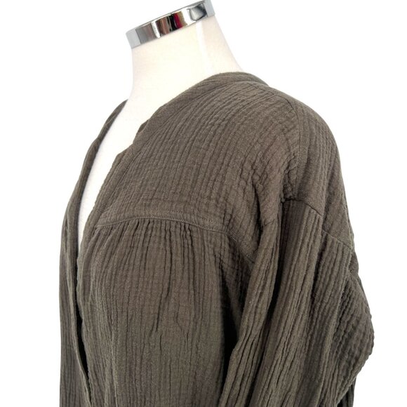 Free People Changing Horizons Gauze Top Dark Olive Green Size Large - Picture 4 of 10